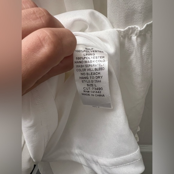 White Smocked Tiered Puff Sleeve Dress - Picture 3 of 6